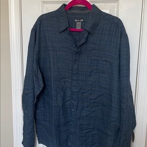 REI Blue Plaid Button-Up Shirt